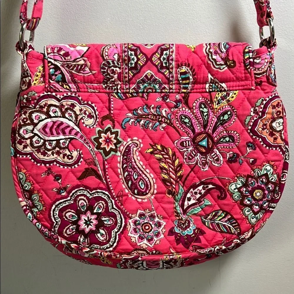 Vera Bradley Call Me Coral Quilted Shoulder/Crossbody  Saddle Bag